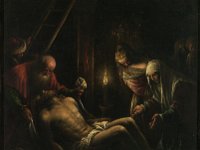 GG 459  GG 459, Jacopo dal Ponte, gen. Bassano (1510-1592) - Werkstatt, Die Beweinung Christi, Leinwand, 46 x 51 cm : Biblische Themen